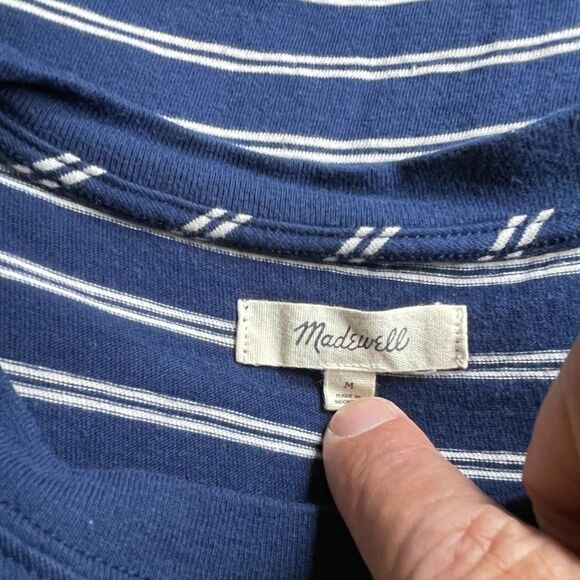 Madewell Navy and White Striped Short Sleeve T-Shirt Dress in Size Medium - Picture 2 of 8